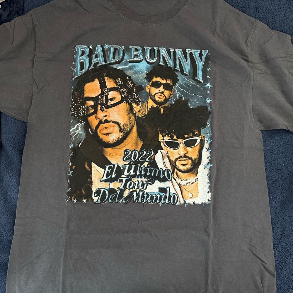 Bad Bunny Gray Graphic Tour T-Shirt